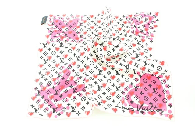 Louis Vuitton Rare Valentine Heart Monogram Silk Scarf in Silk from Bagriculture