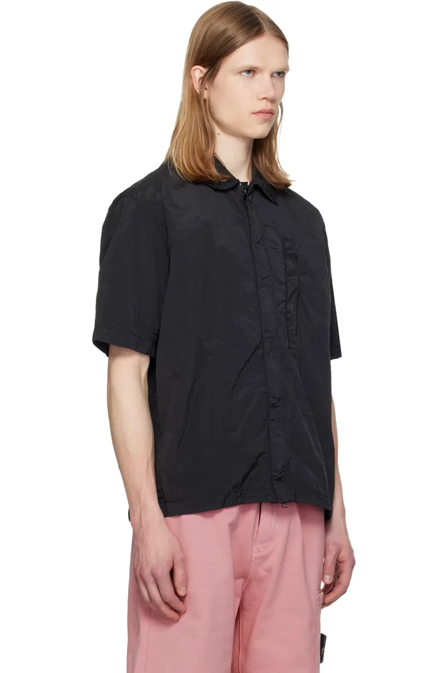 Stone Island Black 1200028 Nylon Metal ECONYL Shirt, photo 2 of 5 from SSENSE