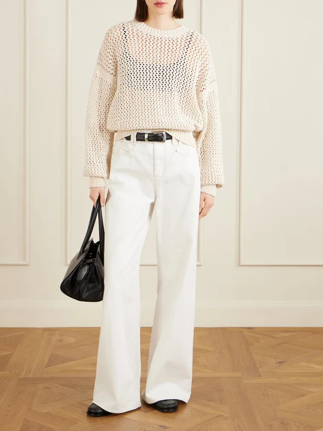 ANOTHER TOMORROW Open-knit cotton sweater in Beige, photo 2 of 2 from NET-A-PORTER (Canada)