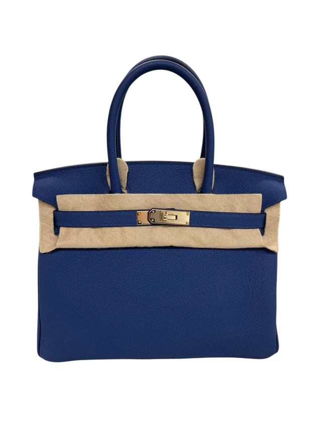 Hermès Birkin 30 Blue Tie Togo PMBHW #K in Blue Togo leather from Luxury Promise
