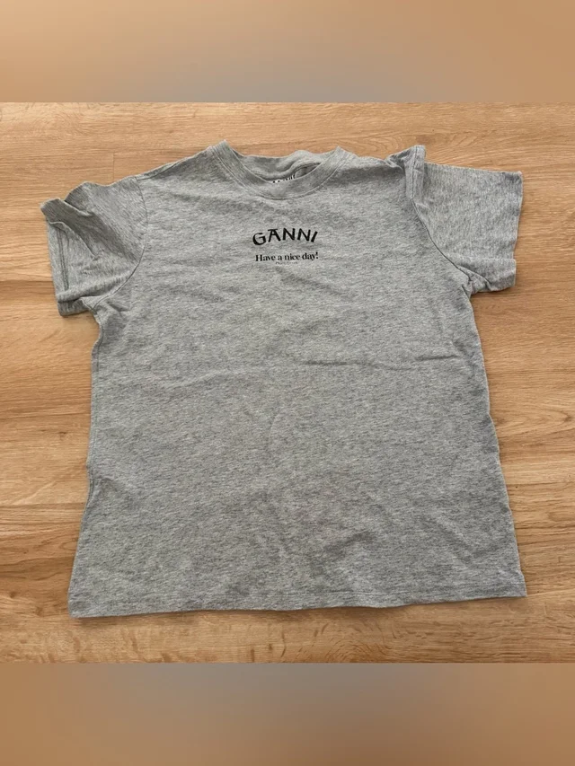 GANNI 'Have A Nice Day' Cotton Crew Tee in gray from Poshmark