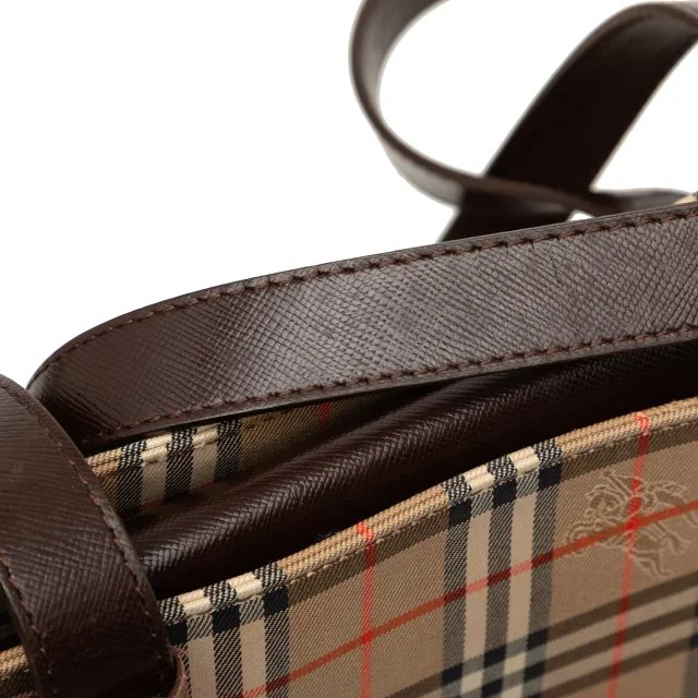 Beige Burberry Haymarket Check Canvas Tote in Beige Canvas from Designer Revival, photo 6 of 7