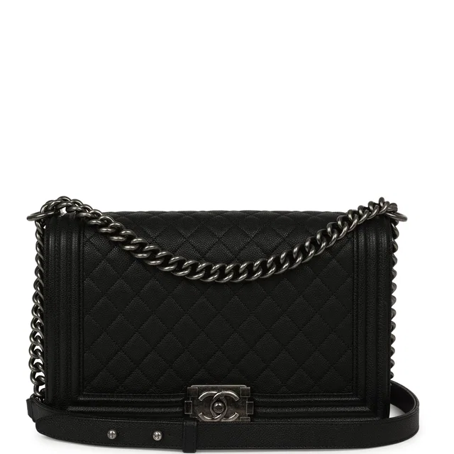Chanel Medium Boy Bag Black Caviar Ruthenium Hardware in Black Caviar leather from Madison Avenue Couture