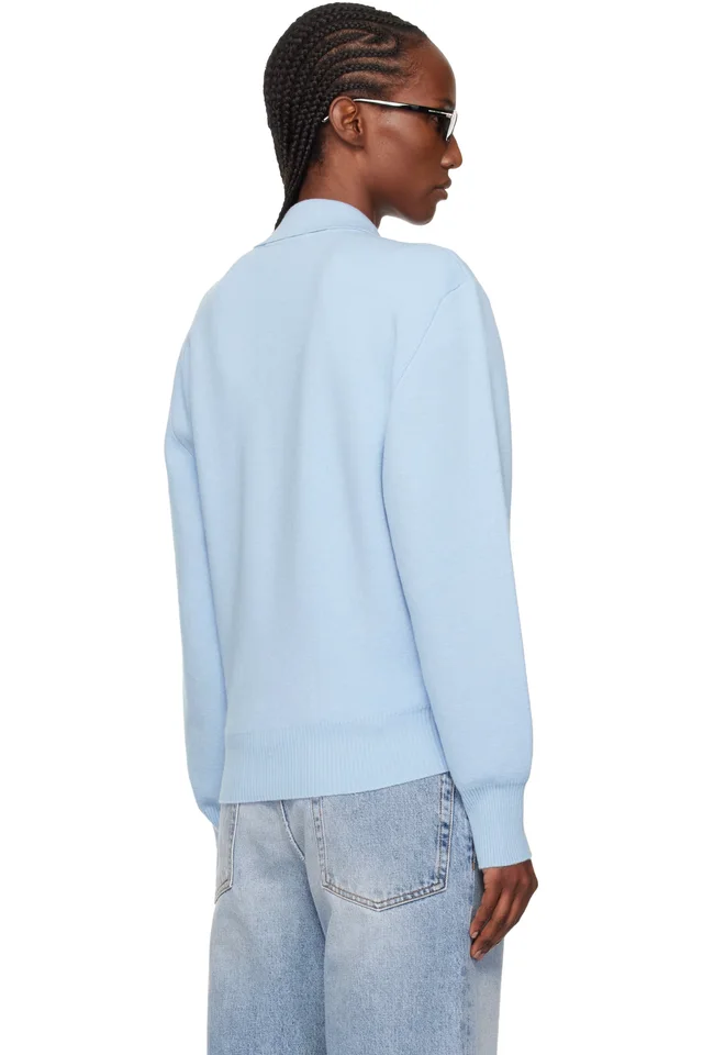 Róhe Blue Compact Knitted Polo, photo 3 of 4 from SSENSE