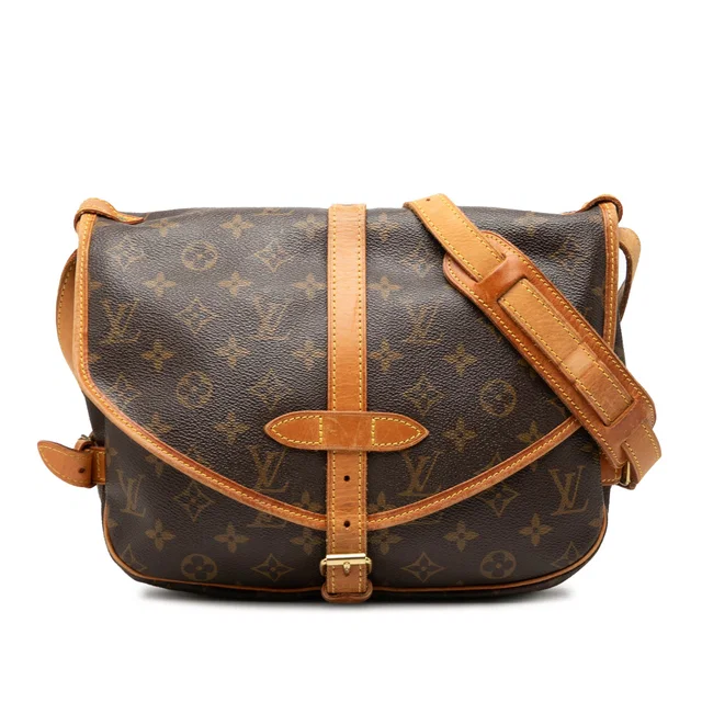 Brown Louis Vuitton Monogram Saumur 25 Crossbody Bag in Brown Coated canvas from Designer Revival