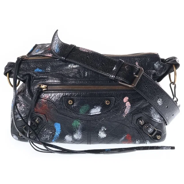 Balenciaga Le City Moto Small Shoulder Bag Black in Black from The Reluxe