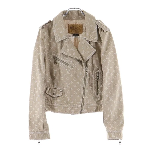 Louis Vuitton Monogram Denim Rider's Jacket Beige in Beige Denim from The Reluxe