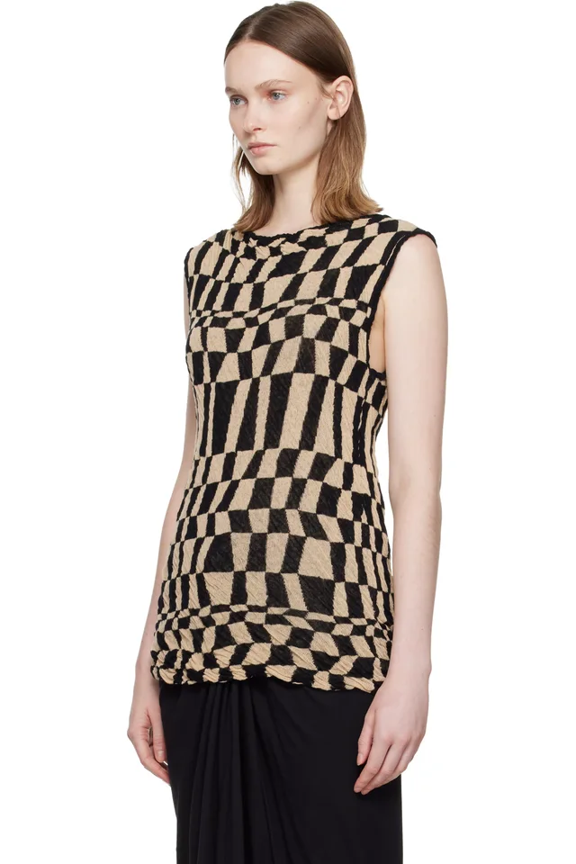 Dries Van Noten Beige & Black Checked Sweater, photo 4 of 5 from SSENSE