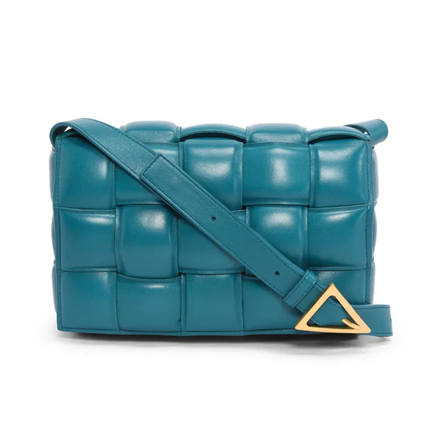 Bottega Veneta Intreccio Lambskin Padded Cassette Bag in Turquoise Lambskin from Blue Spinach