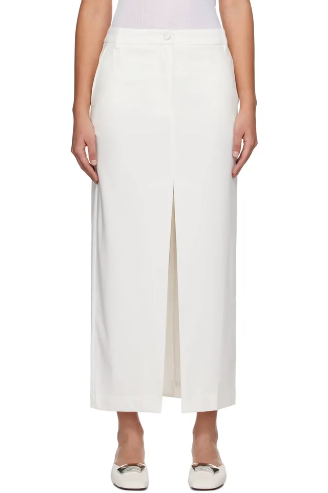REMAIN Birger Christensen White Slit Maxi Skirt, image 1 of 1 from SSENSE