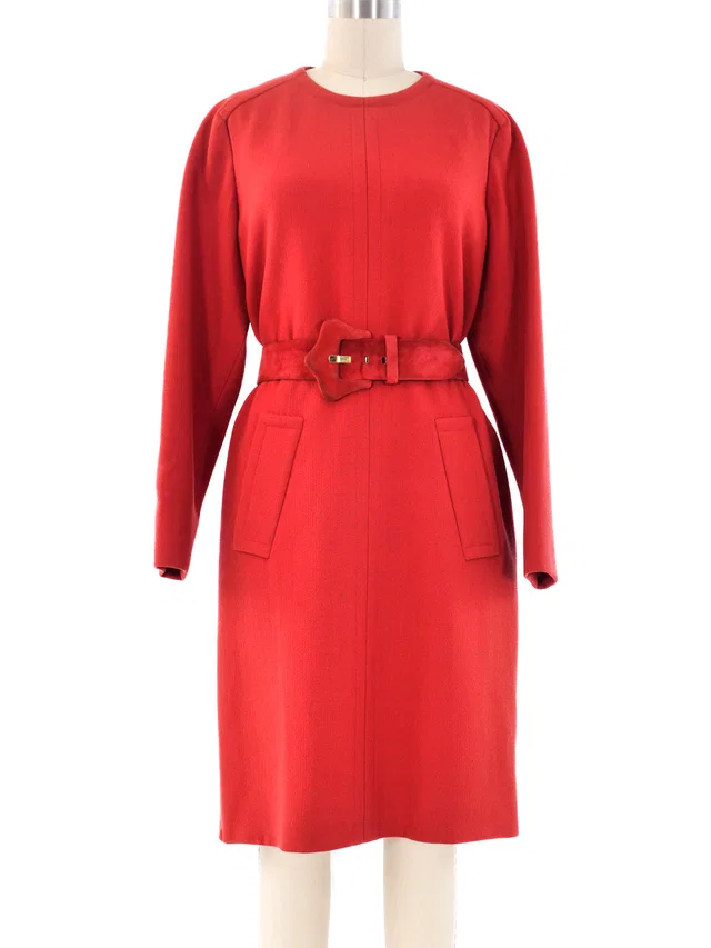 Givenchy Haute Couture Belted Shift Dress in Suede from Arcade Vintage