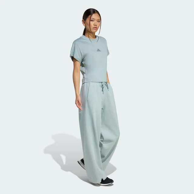Adidas ALL SZN Fleece Loose Wide-Leg Pants in Green, photo 3 of 6 from adidas (US)