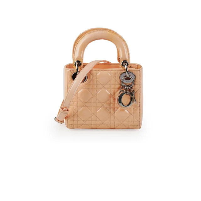 Mini Patent Lady Dior Peach Bag in Patent leather from The Purse Affair