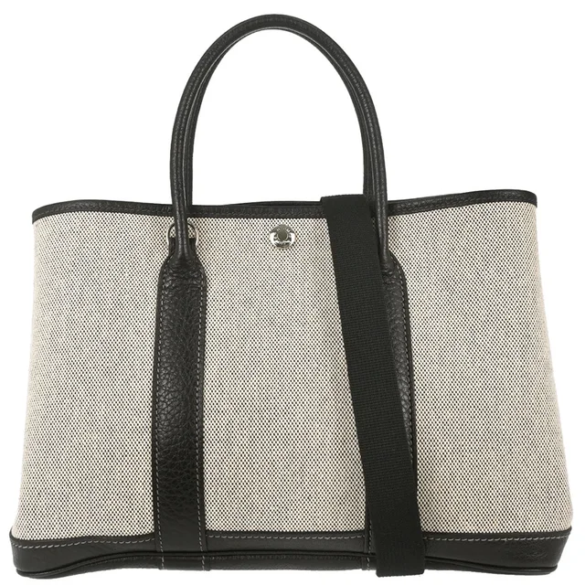 Hermès Beige Toile H Buffalo Garden Party 30 TPM 2way Shoulder Tote Handbag in Beige Leather from AMORE Vintage Tokyo