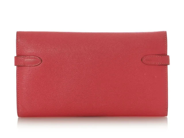 Hermès Rose Azalée Chèvre Kelly Long Wallet in Pink Goatskin from Ann's Fabulous Finds, photo 4 of 11