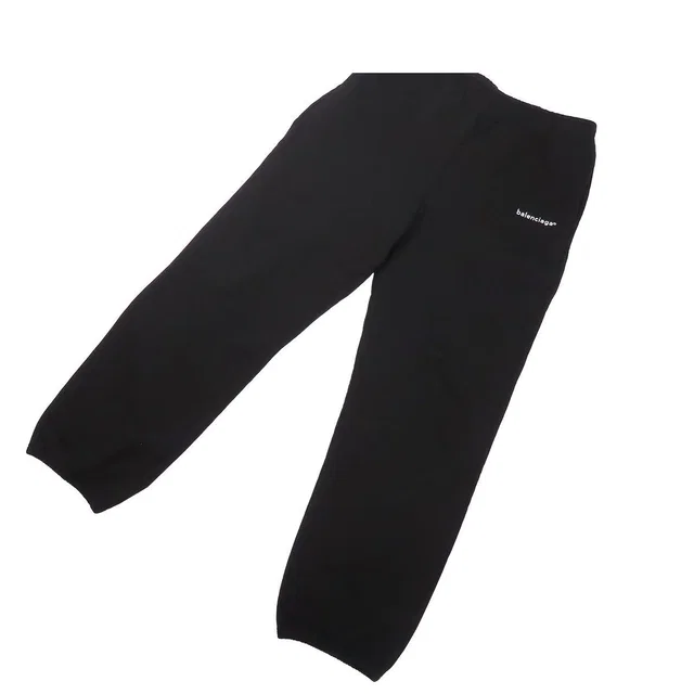 Balenciaga Sweatpants Black Cotton Logo Fleece Lining Pants in Black from The Reluxe