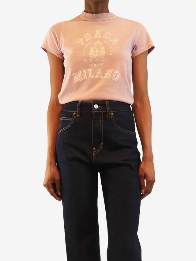 Prada Lilac distressed logo t-shirt - size XS in Purple from Sign of the Times