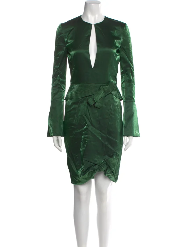 Tom Ford V-Neck Knee-Length Dress in green from The RealReal