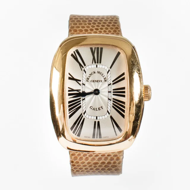 Franck Muller 3002 Galet Rose Gold Watch in Pink Lizard from Labellov