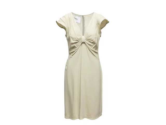 Pale Chartreuse Valentino Short Sleeve Dress Size IT 46 from Designer Revival