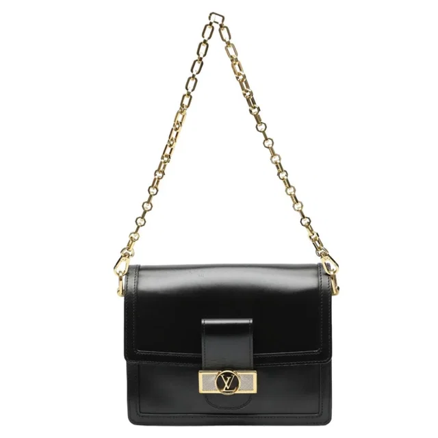 Louis Vuitton Lock Dauphine MM Chain Shoulder Bag Noir in Black Leather from The Reluxe
