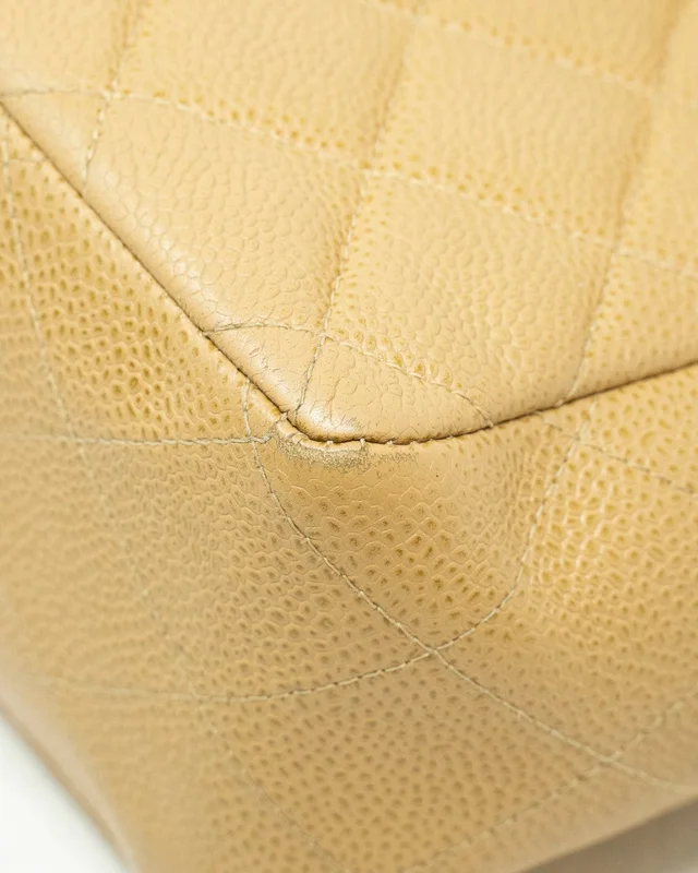 Chanel jumbo beige caviar single flap bag with GHW in Beige Caviar leather from Luxury Promise, photo 2 of 2