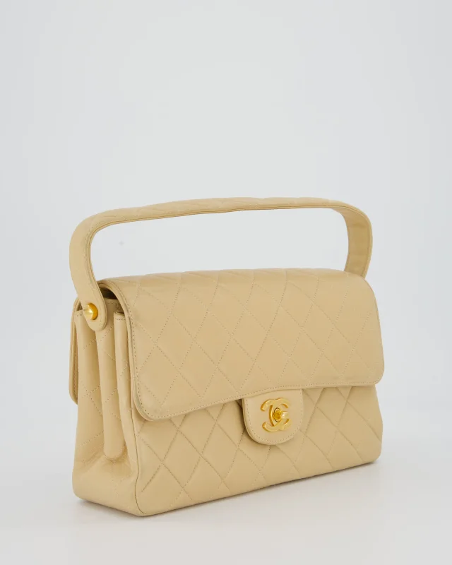 Chanel Vintage Medium Double-Sided Flap Bag in Beige Lambskin from Sellier, photo 2 of 18