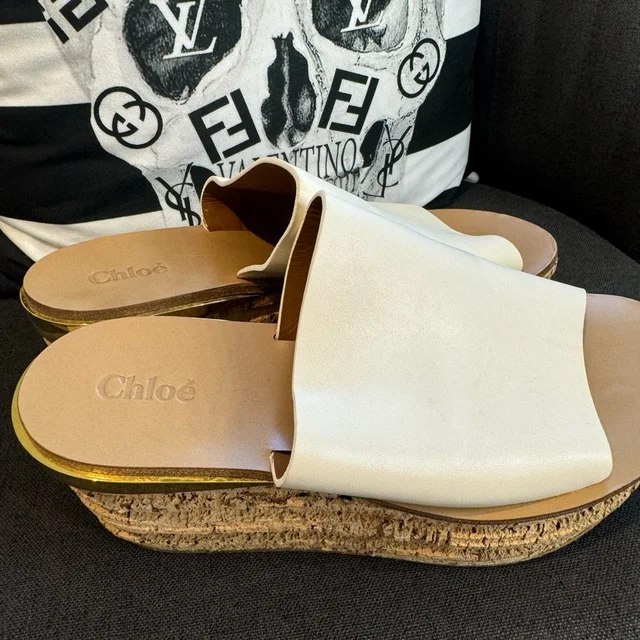 Chloé Wedge Sandals in brown|white|red from Poshmark