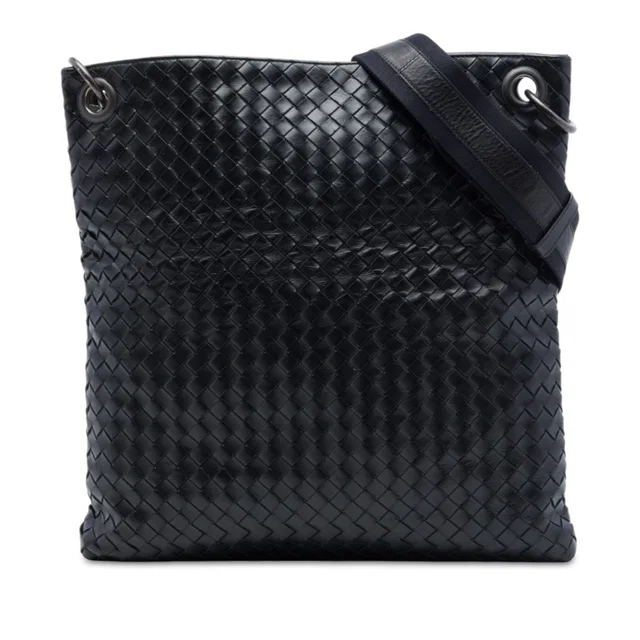 Black Bottega Veneta Nappa Intrecciato Crossbody in Black Nappa leather from Designer Revival