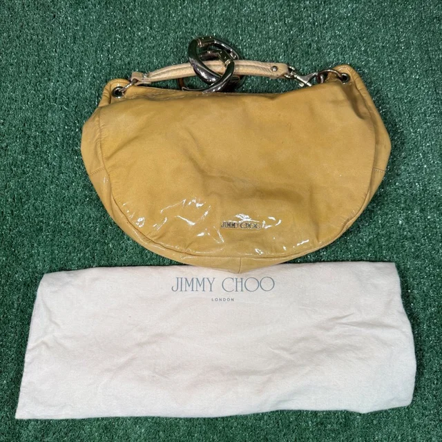 Jimmy Choo Hobo Bag Mustard Yellow Patent Leathersnakeskin Handle Shoulder Bag in yellow|neutral|brown Patent leather from Poshmark