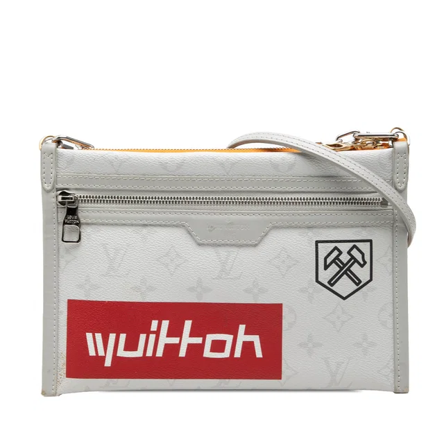 Gray Louis Vuitton Monogram Antartica Double Flat Messenger Crossbody Bag in Grey Coated canvas from Designer Revival