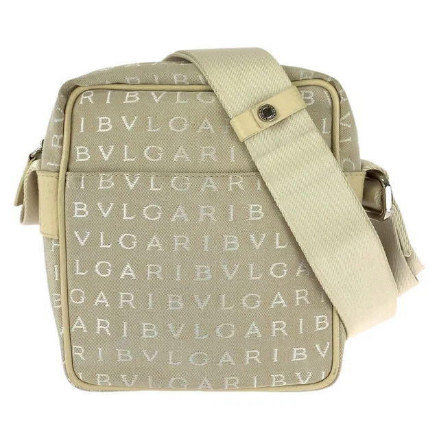 Bvlgari Logo Mania Canvas Leather Shoulder Bag in Canvas from LuxUness