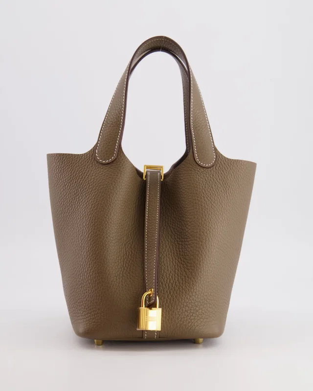 Hermès Picotin Lock 18 Bag in Taupe Clemence leather from Sellier