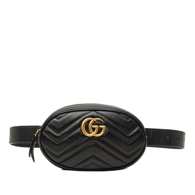 Black Gucci GG Marmont Matelasse Calfskin Belt Bag in Black Calfskin from Designer Revival