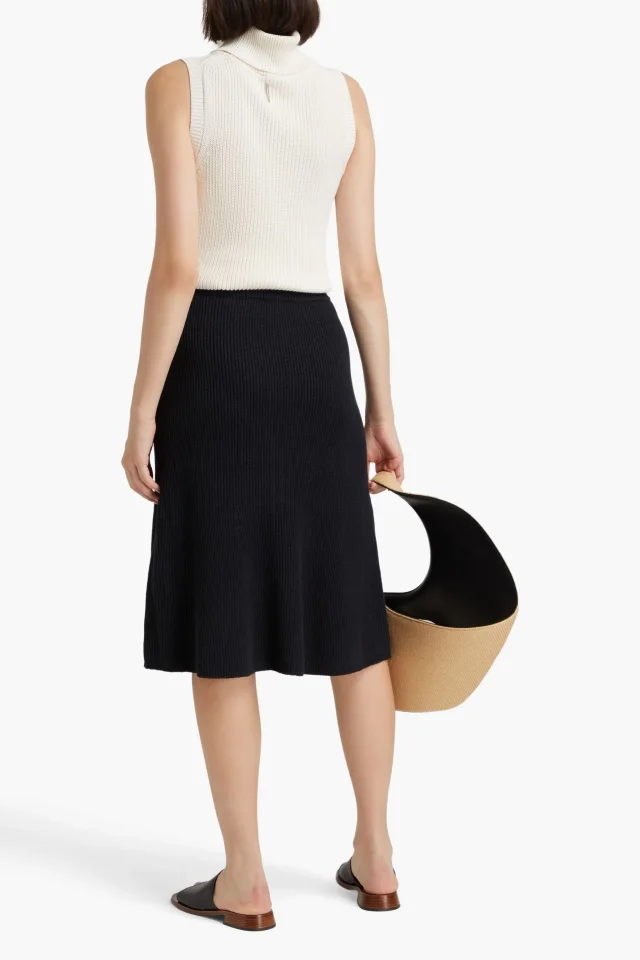 Joseph Ribbed Linen-Blend Skirt in Black, photo 3 of 4 from THE OUTNET