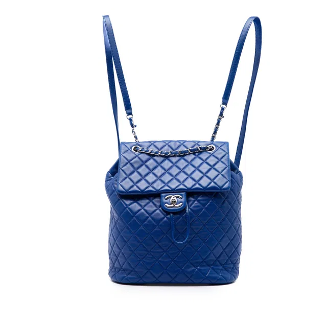 Blue Chanel Large Quilted Lambskin Urban Spirit Backpack in Blue Lambskin from Designer Revival