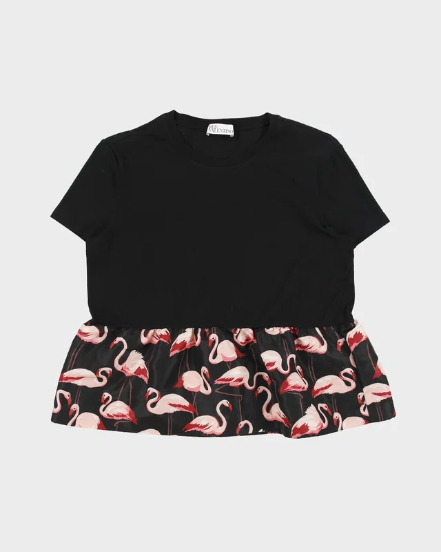 RED Valentino Women's Flamingo Frill Crewneck T-Shirt - M in Red from Rokit Vintage