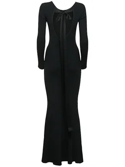 David Koma Long Dress with Square Neckline in 75% Viscose, 23% Nylon, 2% Elastane, photo 5 of 5 from LUISAVIAROMA