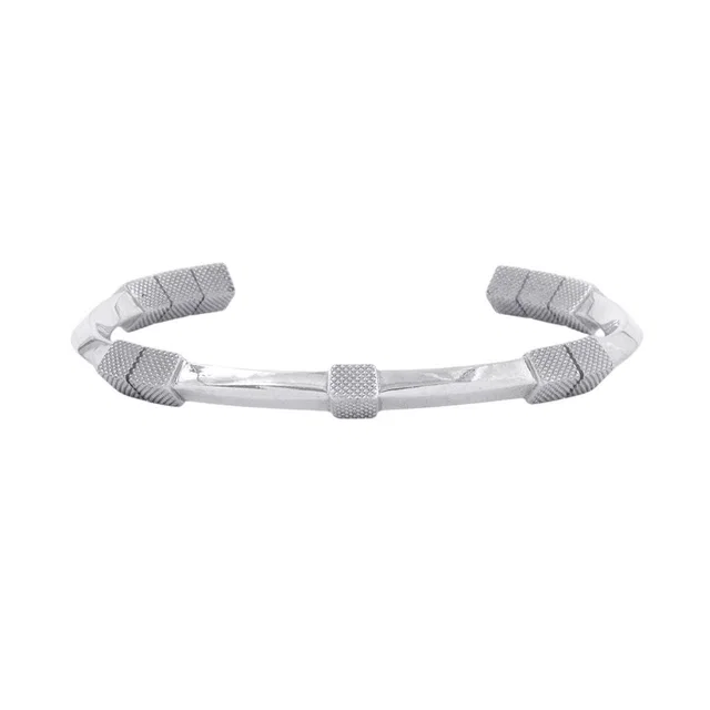Bottega Veneta Bracelet Calfskin Bangle Silver in Silver Calfskin from The Reluxe