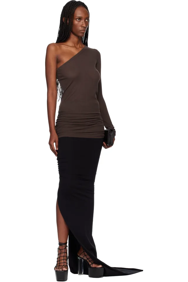 Rick Owens Brown Temple Ziggy Minidress, photo 4 of 4 from SSENSE
