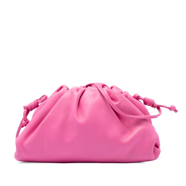Pink Bottega Veneta Lambskin The Mini Pouch Crossbody in Pink Lambskin from Designer Revival
