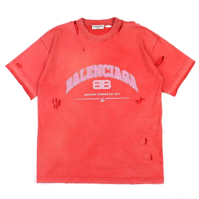 Balenciaga Destroyed Distressed Short Sleeve T-shirt from LuxUness