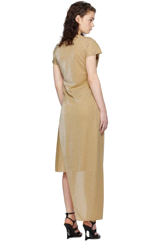 Lanvin Gold Asymmetrical Lurex Maxi Dress, photo 3 of 4 from SSENSE