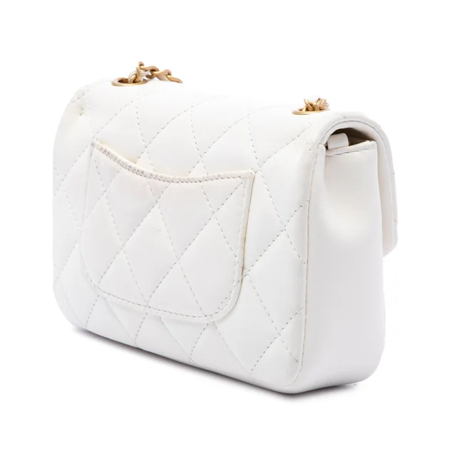 White Chanel Mini Rectangular Quilted Lambskin Heart Charms Flap Crossbody Bag in White Lambskin from Designer Revival, photo 2 of 2