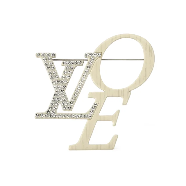 Louis Vuitton Resin & Crystal Thats LoVe Brooch in Beige Resin & Crystal & Metal from Designer Archives