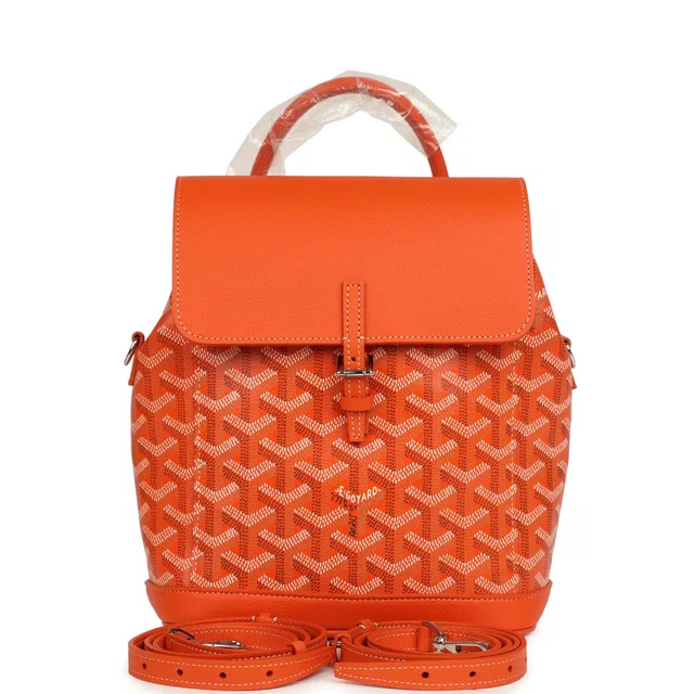 Goyard Goyardine Canvas Orange Mini Alpin Backpack Palladium Hardware in Orange Canvas from Madison Avenue Couture
