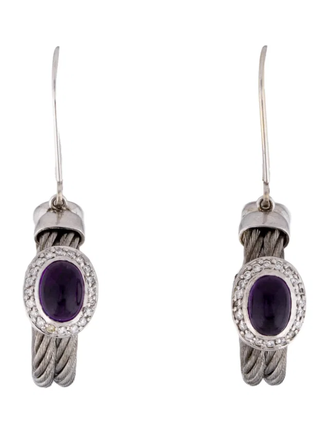 Charriol Amethyst & Diamond Cable Drop Earrings in multicolor from The RealReal