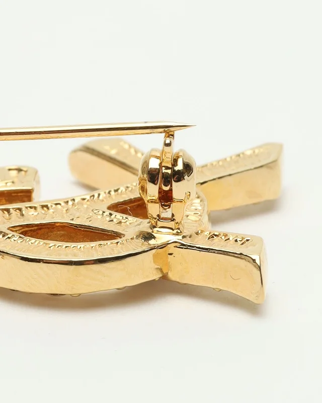 Saint Laurent Rhinestone Brooch in Silk from A Retro Tale, photo 3 of 3