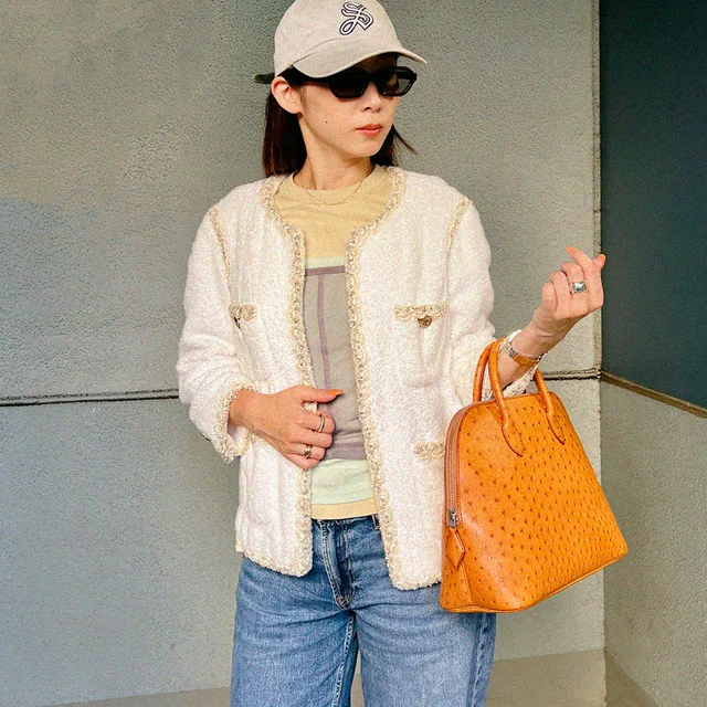 Chanel Piled piping CC mark button jacket #40 White/Gold in White from VINTAGE QOO TOKYO