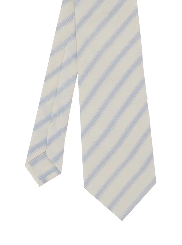 Saint Laurent Silk Stripe Bow Tie — Beige Ties in Beige Silk from HEWI